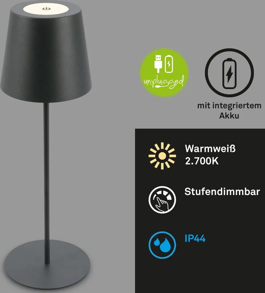 Lampe de Table LED Sans Fil Anthracite Hauteur Ajustable 36cm x2 - 5