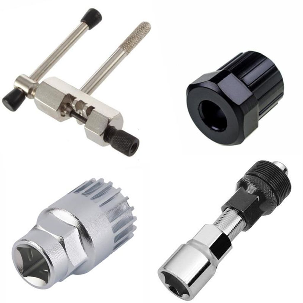 4pcs Fahrrad Reparatur Werkzeug Sortiment Kit, einschliesslich Fahrrad Pedal Schluessel Fahrrad Spanner, Fahrrad Kurbel Extraktor, Boden Halterung ...