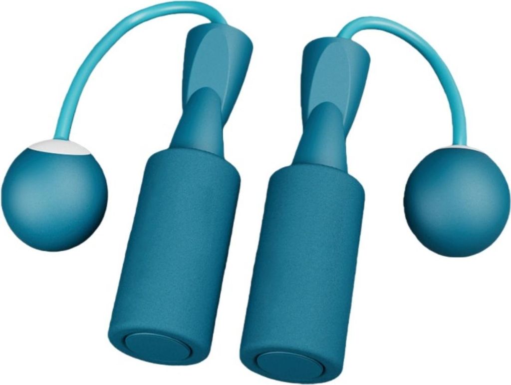 INF Schaumball Springseil: Gewichtetes, Aerobes Fitnesstraining zur Fettverbrennung, 2er Set Blau