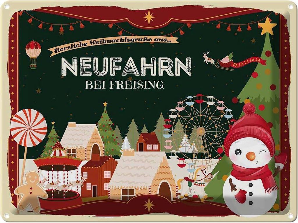 vianmo Blechschild 30x40 cm Weihnachtsgrüße aus Neufahrn bei Freising Weihnachten
