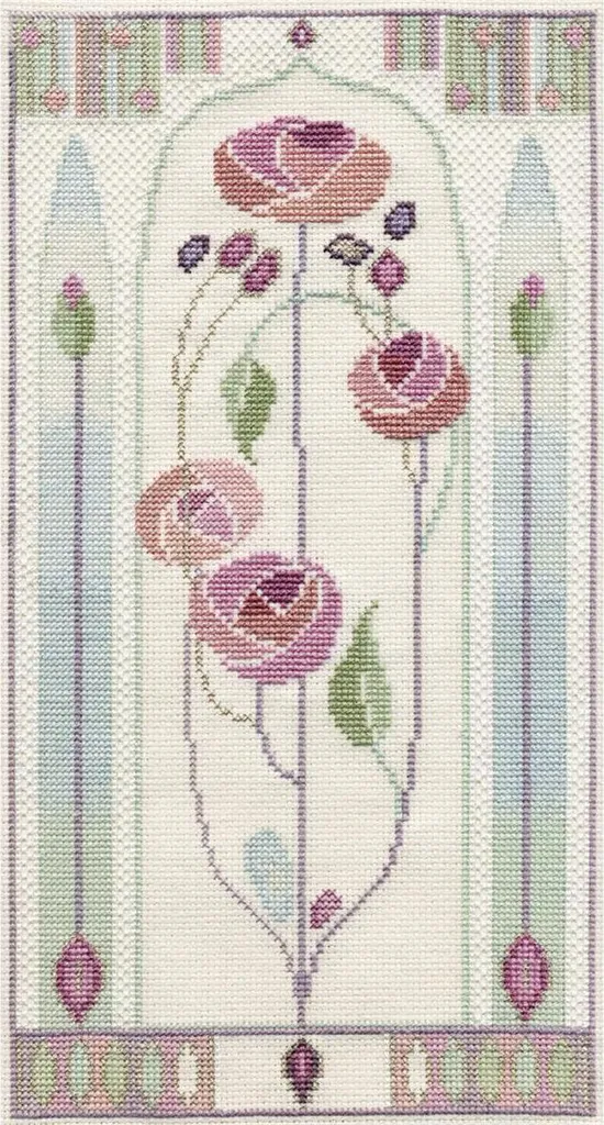 Tableau Brodé à Faire Soi-même Mackintosh Oriental Rose Kit Point de Croix