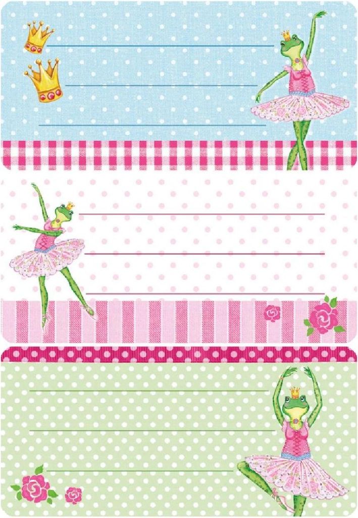 HERMA Buchetiketten "Froschballerina" beglimmert 76 x 35 mm 2 Blatt à 3 Etiketten