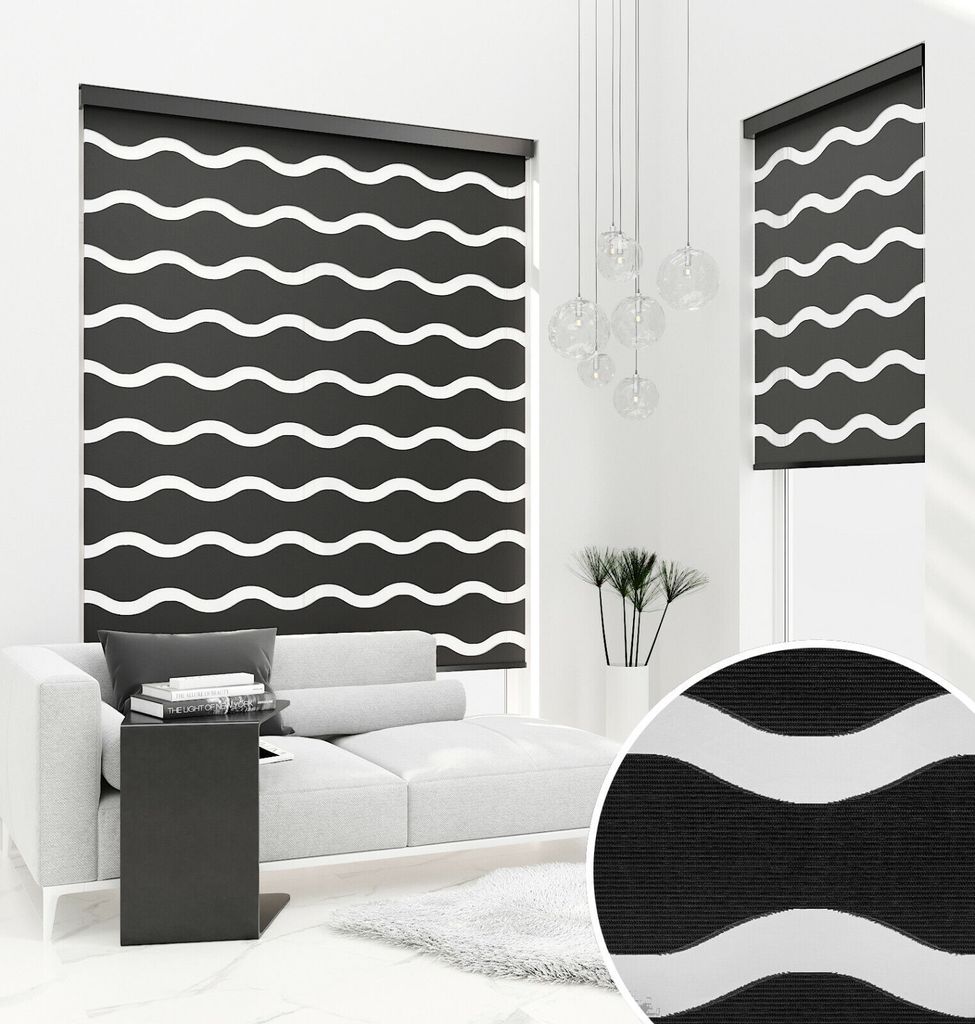 PREMIUM DOPPELROLLO WELLE SCHWARZ mit Alu Kassette (140x220 cm, Kassettenfarbe: weiss)