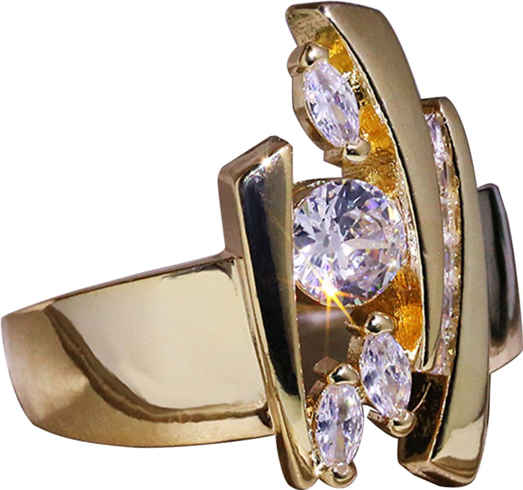 r Fingerring im Marquise-Schliff, rund, mit Strasssteinen eingelegt, geometrisch, Schmuck, Geschenk-US 9