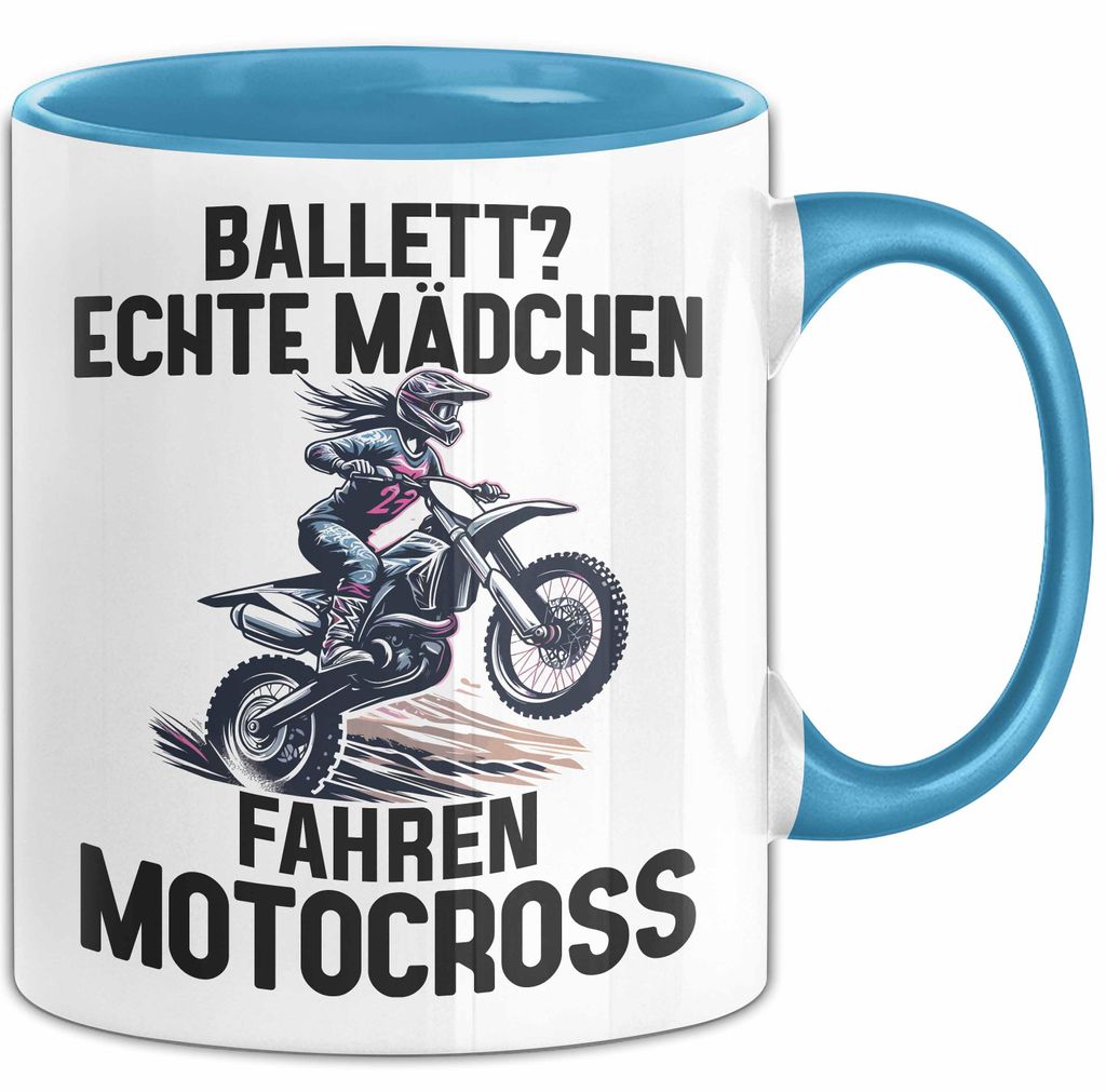 Motorcross Tasse Geschenk Ballett Echte Mädchen Fahren Motocross (Blau)