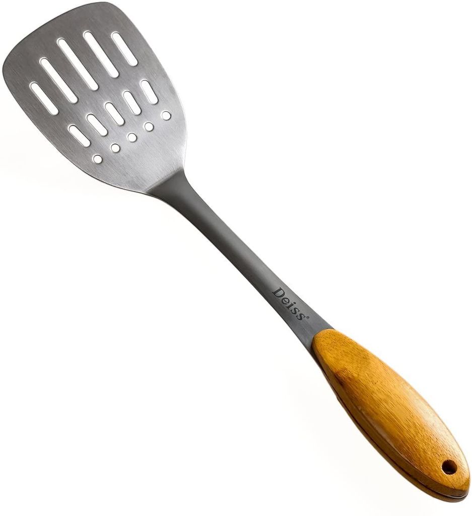 Espátula de acero inoxidable Deiss PRO con mango de madera, Imagen del producto 