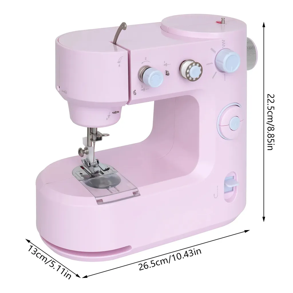 Machine à coudre rose au design compact 2 vitesses modèle MC-202