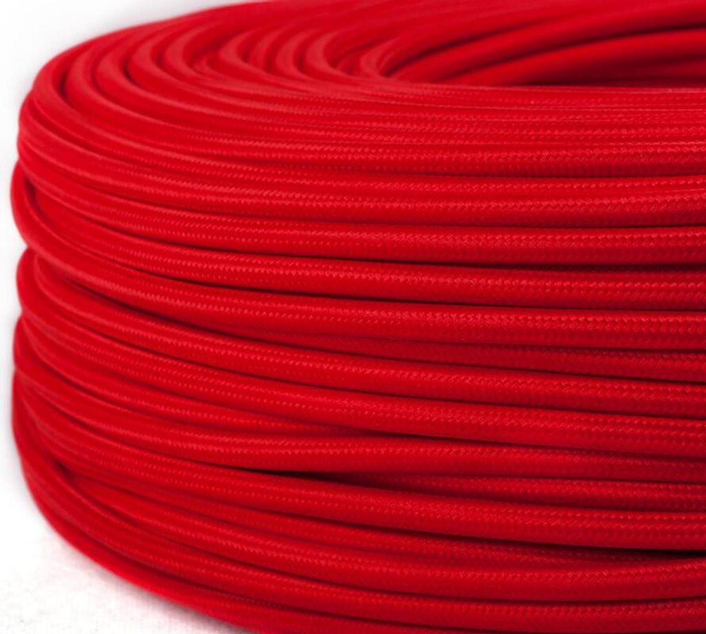 Stoffkabel Kupfer Textilkabel Lampenkabel Stromkabel H03VV-F 3x0,75 3-adrig - Farbe: Rot