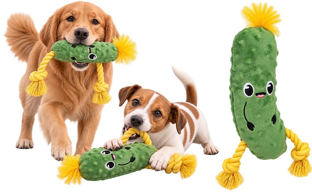 Flamingo Spielzeug für Hunde Bubto Gurke mit Seil grün - Produktbild 