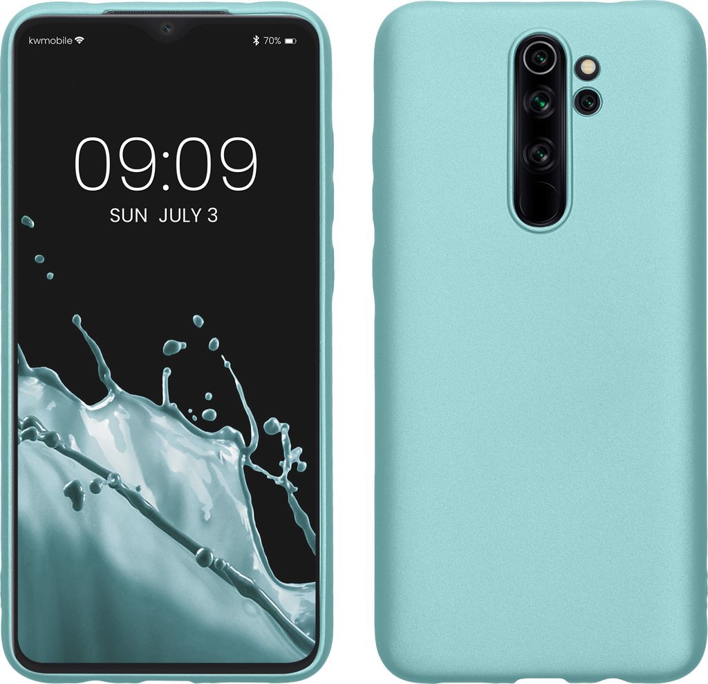 kwmobile Case kompatibel mit Xiaomi Redmi Note 8 Pro Hülle - Schutzhülle aus Silikon metallisch schimmernd - Handyhülle Metallic Mintgrün