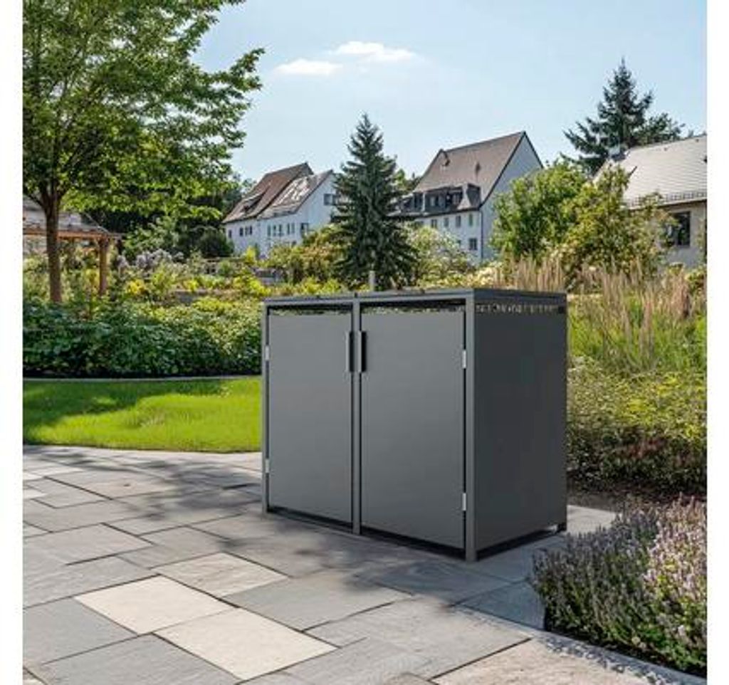 Kovový box na popelnice Konsta 2x240l 132x80x116cm antracit Obrázek produktu 