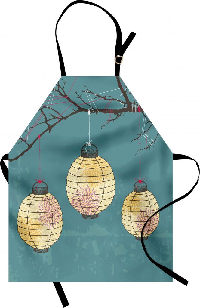 ABAKUHAUS Laterne Kochschürze, DREI Papierlaternen, die an den Niederlassungen Beleuchtungskörper-Quelllampe Boho hängen, Farbfest Höhenverstel...