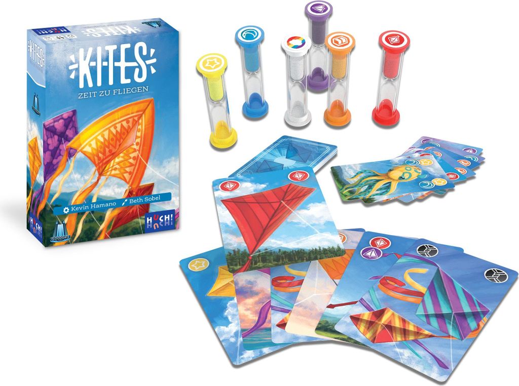 HUCH! | KITES | Zeit zu Fliegen! | kooperatives FAMILIENSPIEL | schnelles und lustiges GESELLSCHAFTSSPIEL | Spiele die richtige Karte und drehe die...