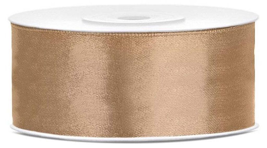 25m Satin Geschenkband hellgold 25mm breit Produktbild 