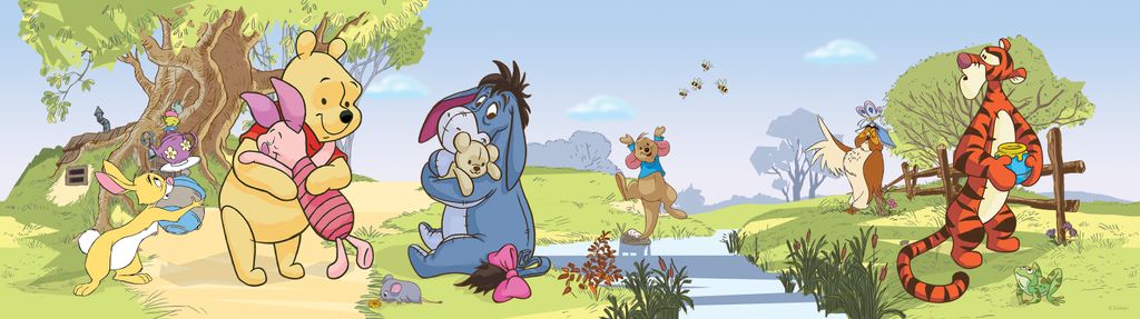 Disney selbstklebende Tapetenbordüre Polyurethander Bär Grün, Blau und Gelb - 600030 - 10 x 500 cm