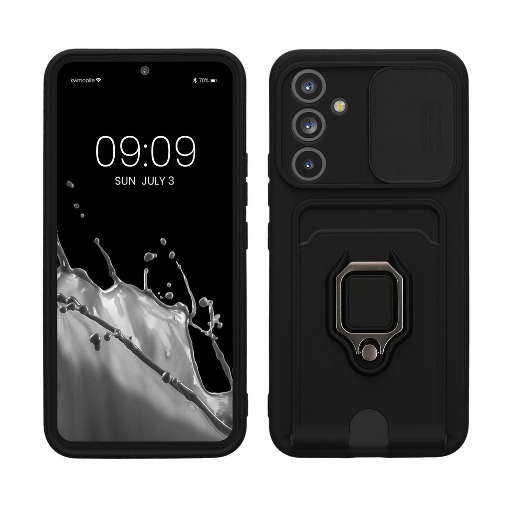kwmobile Handyhülle kompatibel mit Samsung Galaxy A54 5G - Softcase mit Kameraschutz - Kartenfach - Schwarz
