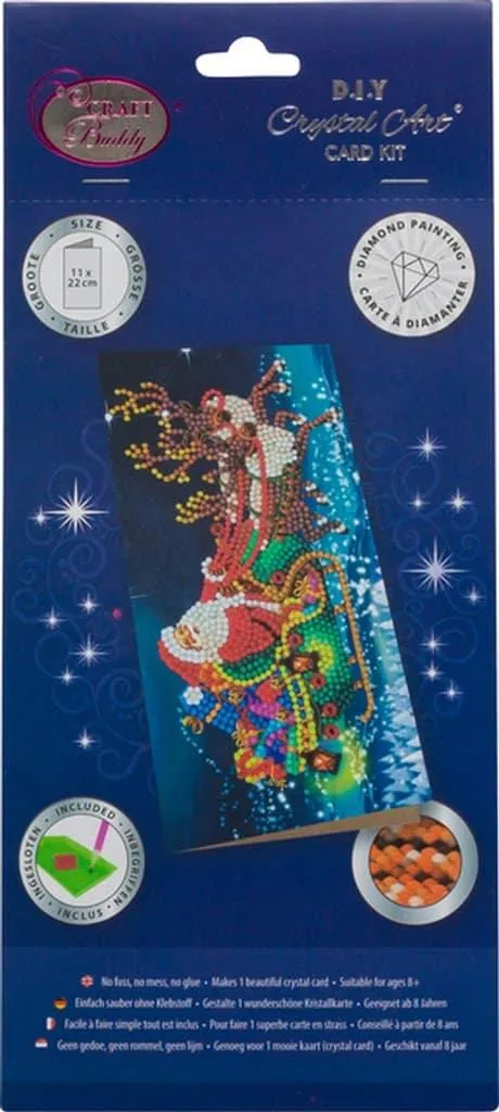 Carte Crystal Art DIY Père Noël en Diamants Brillants avec Enveloppe Inclus