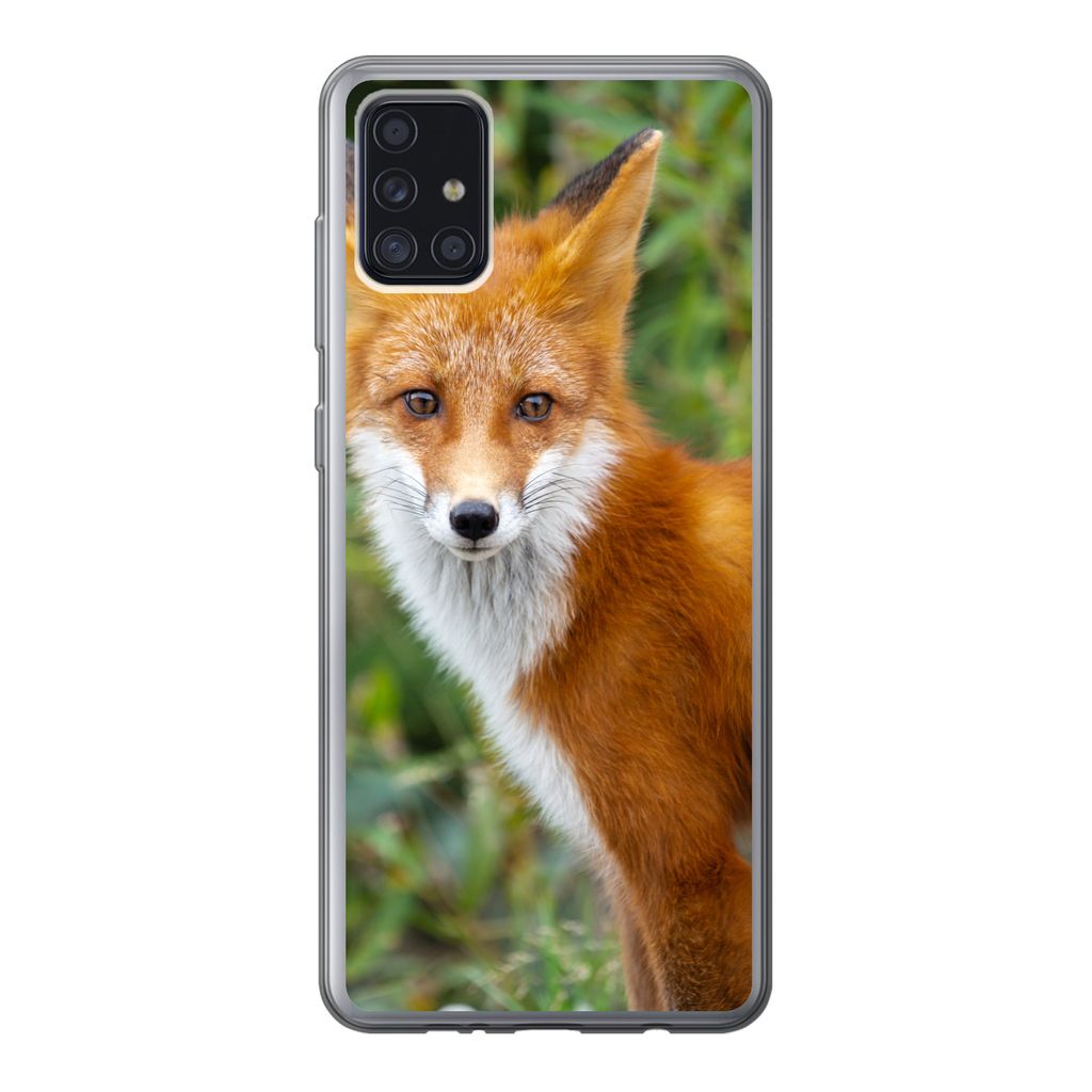 MuchoWow Handyhülle Schutzhülle Hülle für Samsung Galaxy A52 5G Fuchs - Orange - Wald Silikon Softcase Handy Hülle - Umschlag