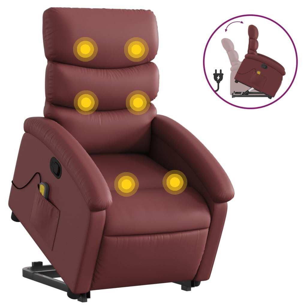 "2026 MODERNE"Massagesessel - TV-Sessel - Einzelsofa elegantes Design - mit Aufstehhilfe Weinrot Kunstleder - 70x92x99,5cm - Couchsessel NeuMöbel5...