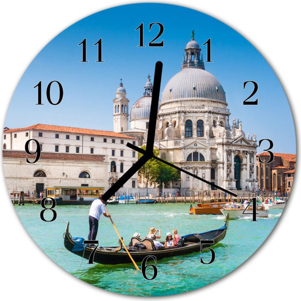 Glasuhr Wanduhr Küchenuhr Echt-Glas 30fi cm Venedig blau