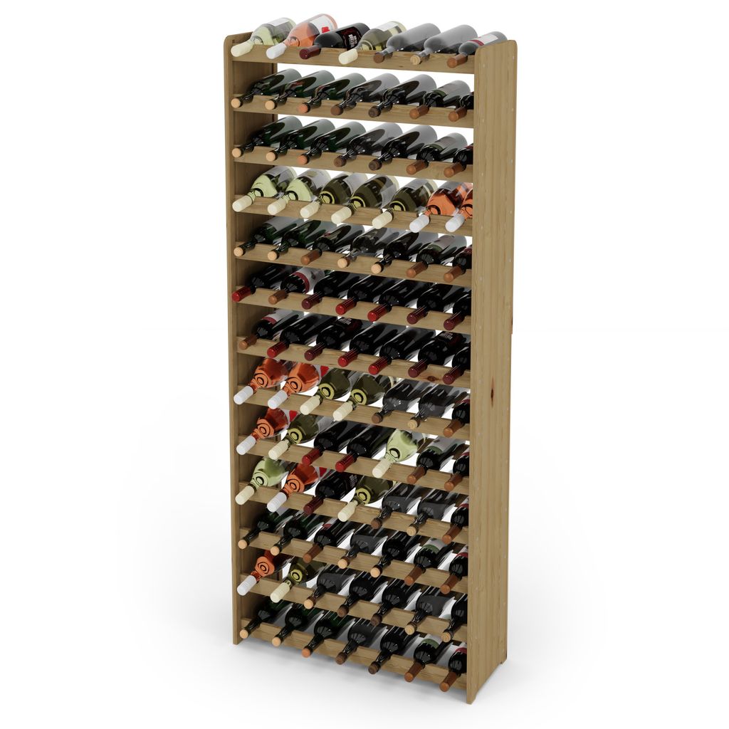Weinregal aus Holz, massiv, für 91 Flaschen, Loft-Schrank, Produktbild 