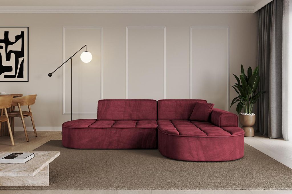 ALTDECOR Ecksofa in L- Form TARO-L1 - 243x171x79,5 cm Bordeauxrot - Corner Sofa Bett Eckcouch Couch Wohnlandschaft Cauchsofa
