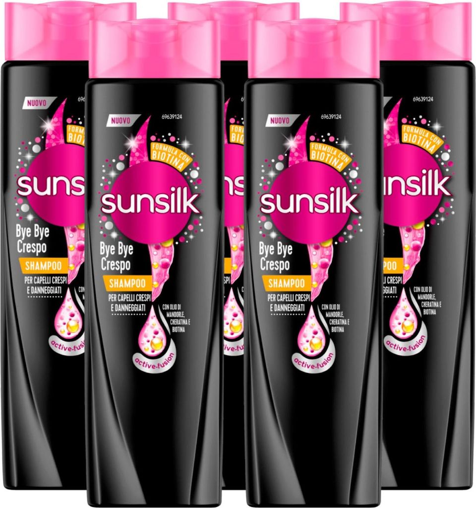 Sunsilk Bye Bye Kräusel-Shampoo mit Keratin und nährendem Öl für krauses und beschädigtes Haar, feuchtigkeitsspendend, nährend, intensiv aufh...