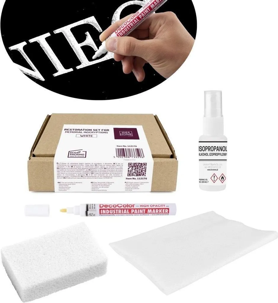 Kit Restauration Pierre Tombale Marqueur à Huile Blanc Résistant