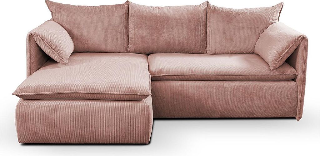 Ecksofa mit Schlaffunktion - Ecke Links - Feincord - Rosa - TEODORA
