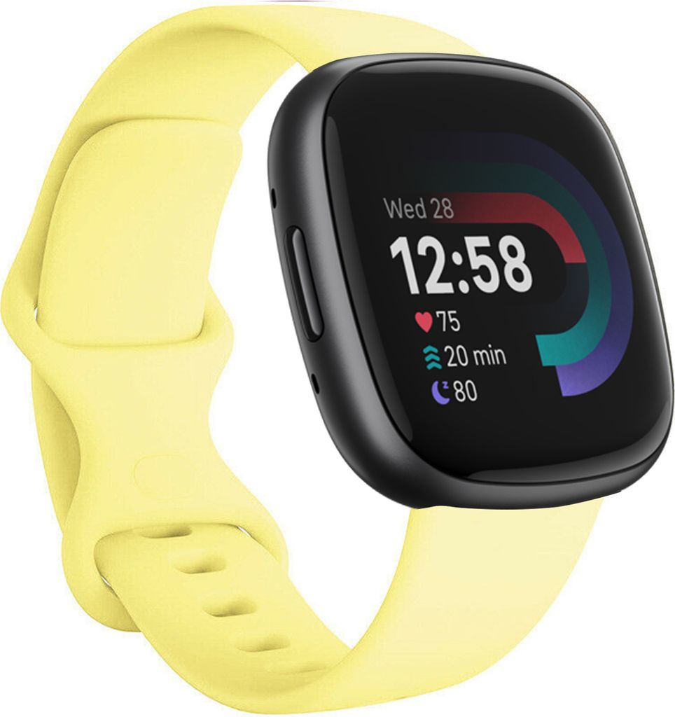 Strap-it Fitbit Versa 4 Silikonarmband (Gelb) - Große: Maat S