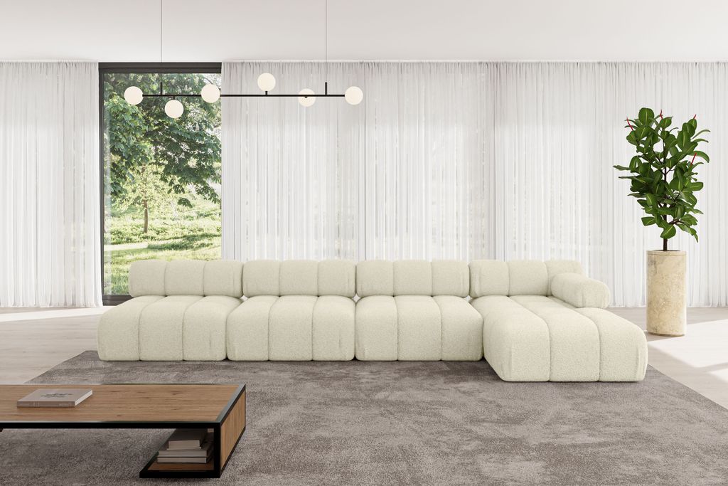 ALTDECOR Modulares Sofa Ecksofa in L-Form - Razon-L3 - 380x160x70 cm Beige Corner modular Sofa Eckcouch Couch Wohnlandschaft Cauchsofa Polstersofa