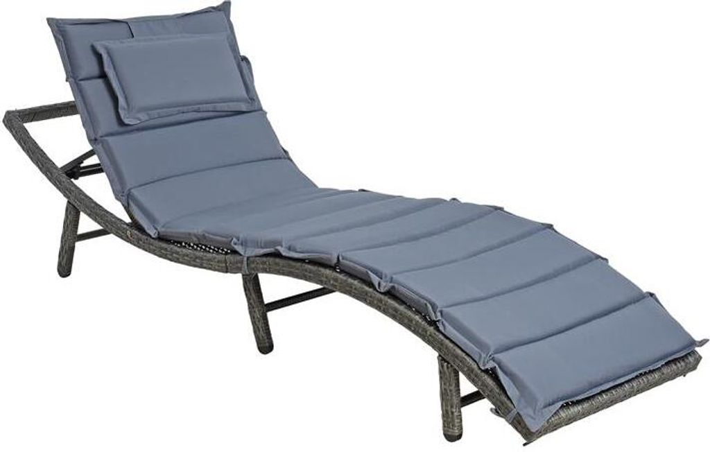 Sonnenliege Strandliege Polyrattan XXL Gartenliege Relaxliege Anthrazit-Grau