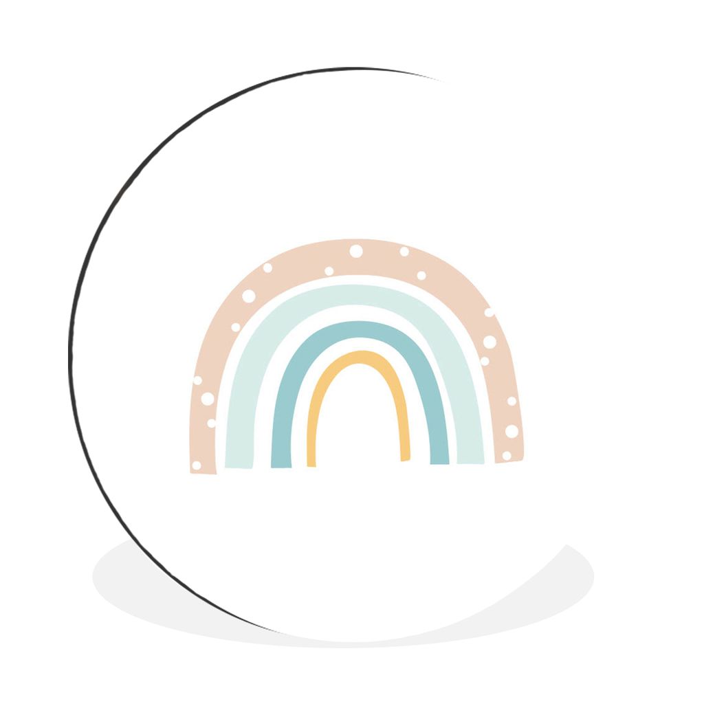 MuchoWow Aluminium Wandkreis Regenbogen - Kinder - Pastell - Tupfen - Baby Ø 30 cm Wanddeko Modern Wohnzimmer - Wand Bild - Wohnzimmer - Runde B...