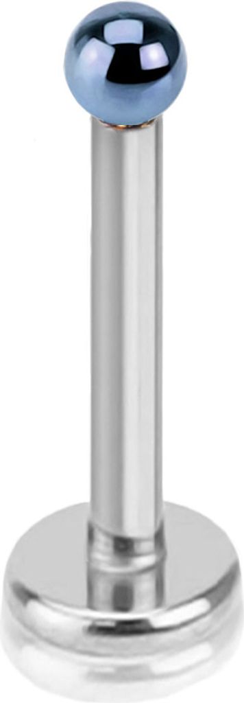 viva-adorno 1,2 x 8mm Lippen Piercing Micro Stecker Tragus Labretstecker Edelstahl Innengewinde Titan Kugel in verschiedenen Farben Z398,hellblau 8mm