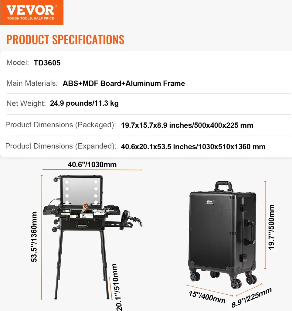 Trolley maquillage professionnel autonome, studio mobile avec enceinte - 7