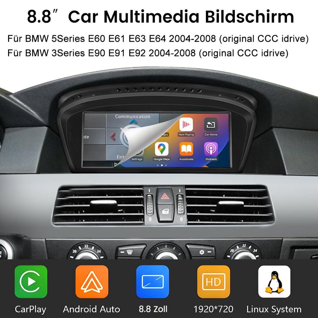 Linux System Autoradio Für BMW 5er E60 E61 E63 E64 E90 E91 E92 E93 CCC CIC NBT Evo Multimedia Carplay GPS Navigation Hi Car