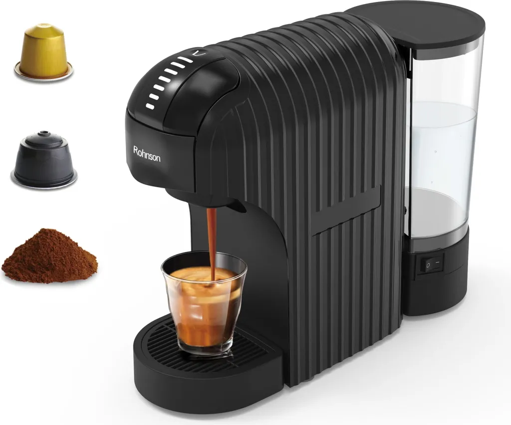 Machine à Café Rohnson R-98048B Multi-Capsules et Café Moulu 20 Bar
