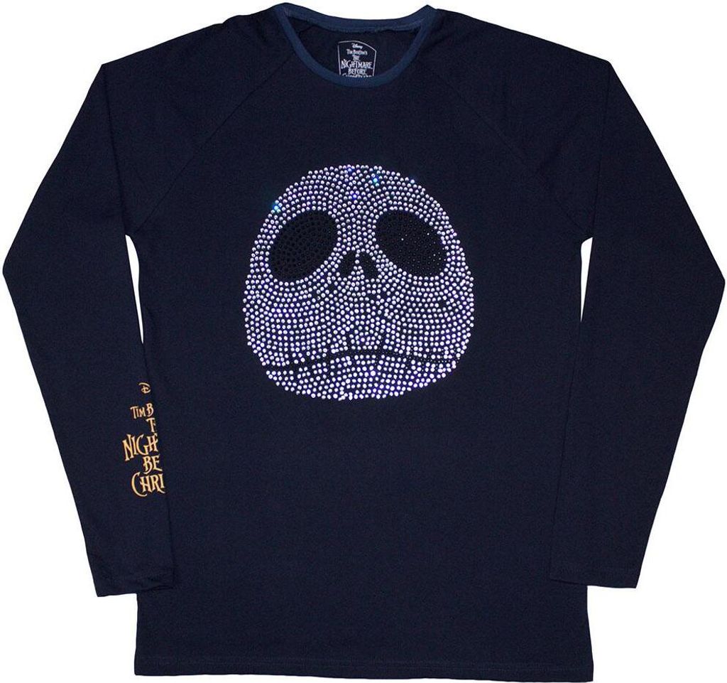 Nightmare Before Christmas - T-Shirt für Herren/Damen Uni Langärmlig RO12304 (M) (Marineblau)