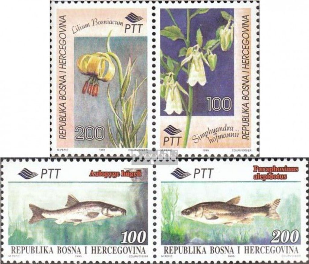 Briefmarken Bosnien-Herzegowina 1995 Mi 28-31 Paare (kompl.Ausg.) postfrisch Einheimische Flora und Fauna