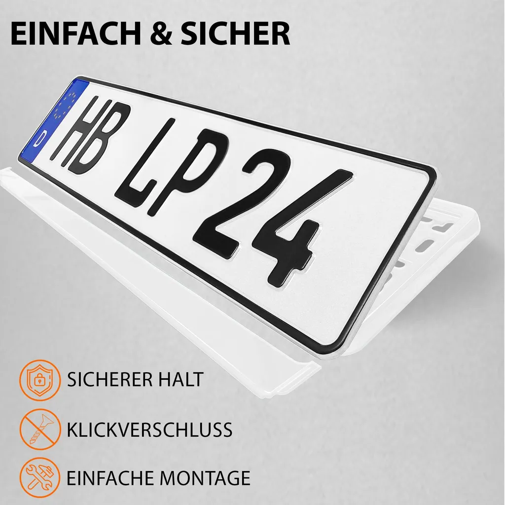 Supports de Plaque d'Immatriculation pour Rénovation Auto Blanc x2