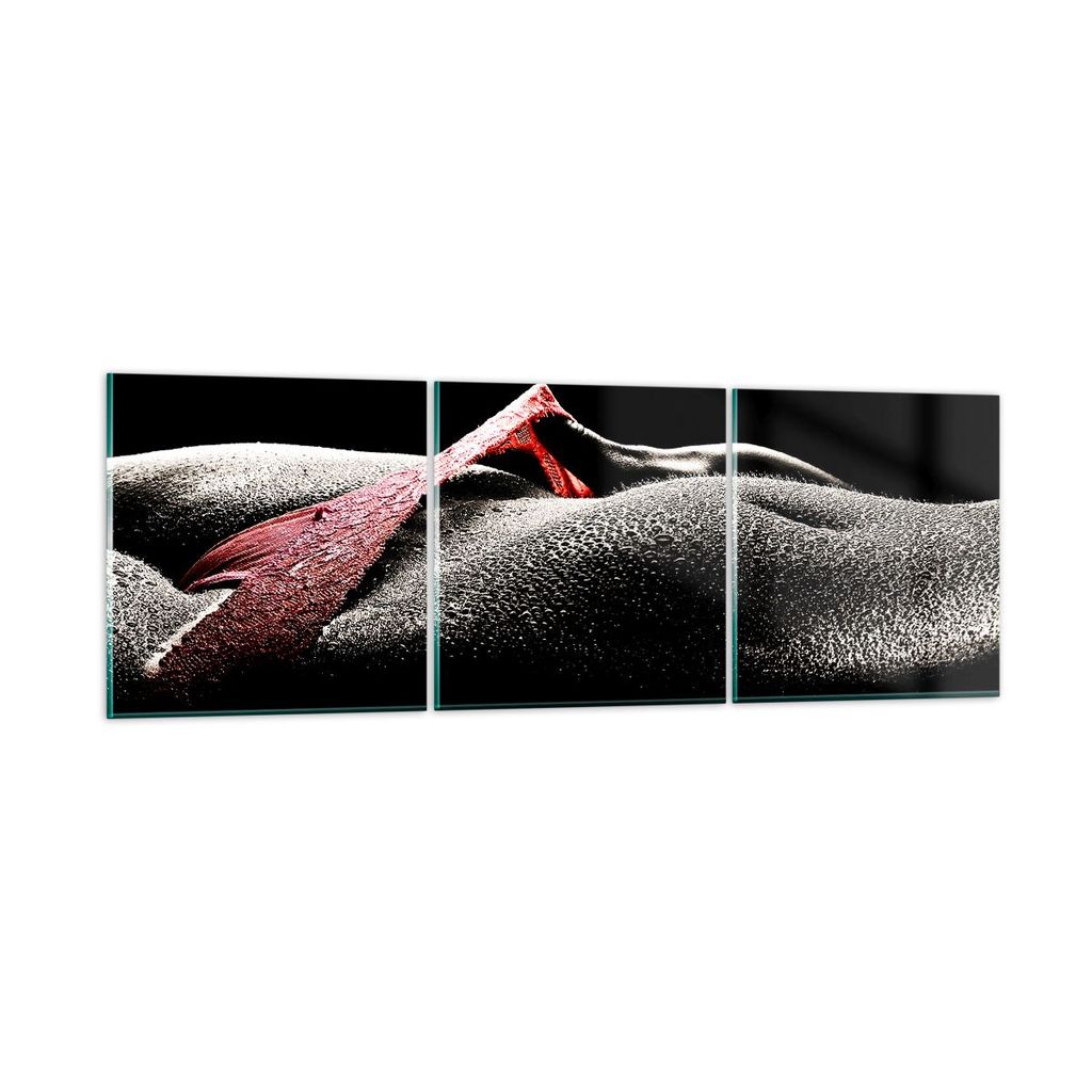 Bilder auf glas - Körper weibliches Modell Wassertropfen - 90x30cm - Glasbilder - Wandbilder - Kunstdruck - Wanddekoration aus Glas - Glas Bilder ...