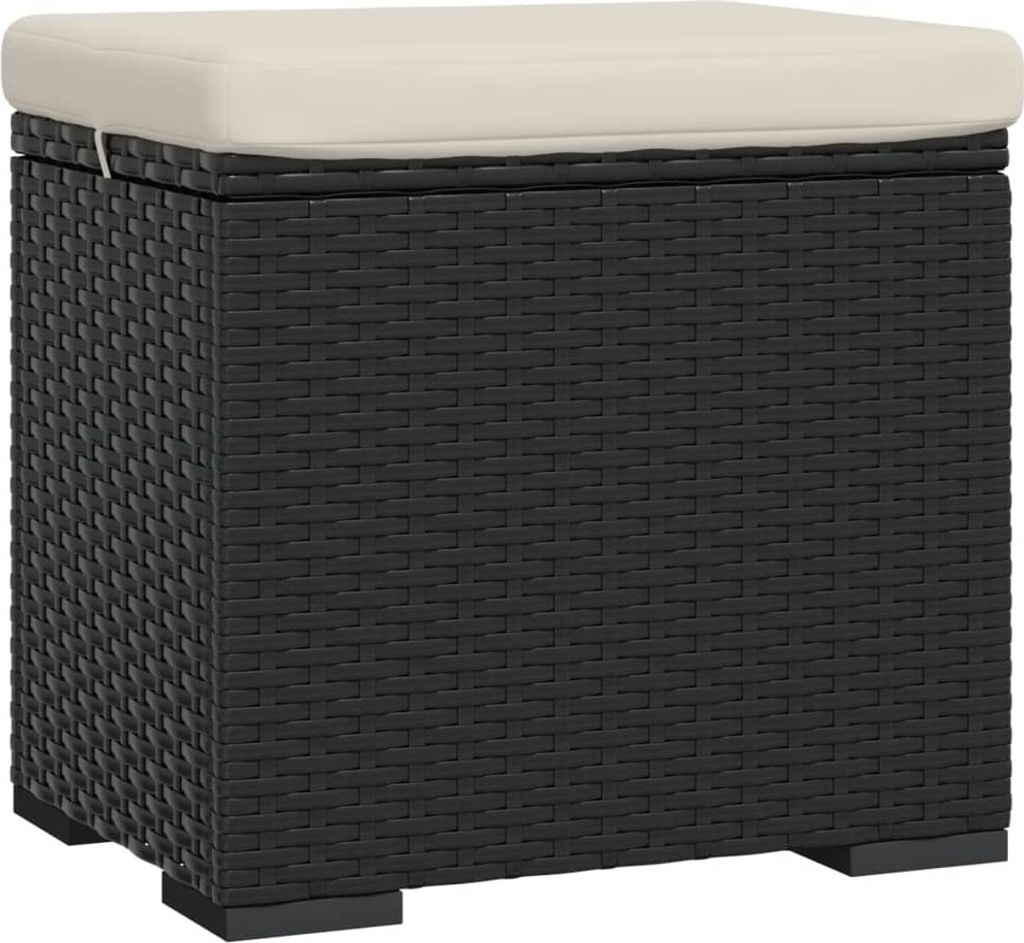 vidaXL Hocker mit Kissen Schwarz 40x30x40 cm Poly Rattan