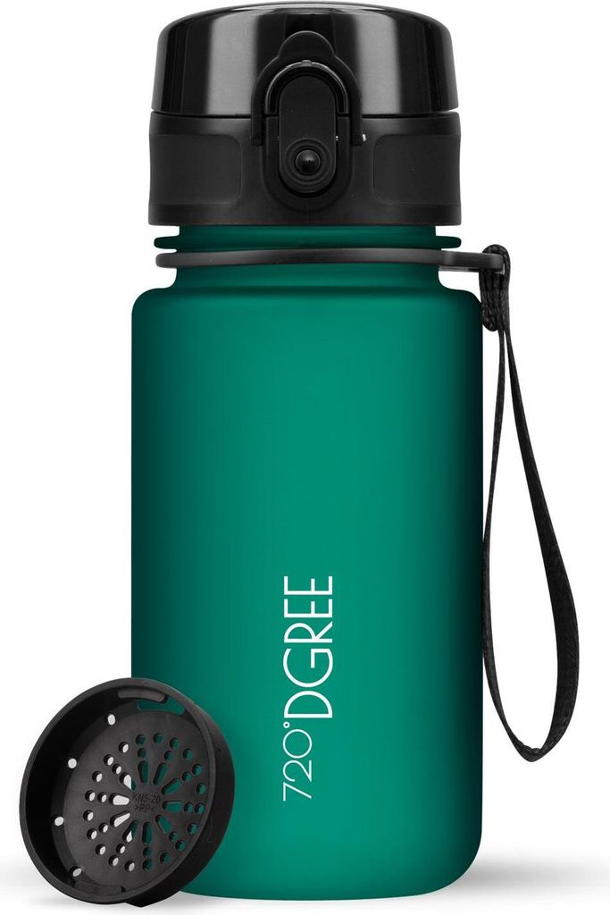 uberBottle softTouch Trinkflasche mit Sieb 350ml / Emerald Green/ 720DGREE