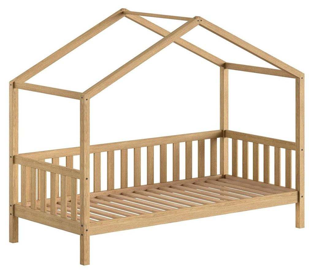 Hausbett Kapua Eiche massiv Natur Dachaufbau 90x200 inkl Lattenrost