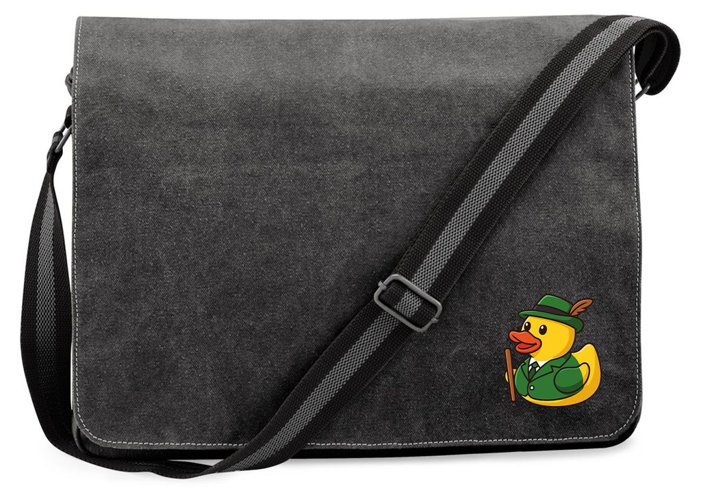 Huuraa Umhängetasche Quietscheente Schützenbruder Gummiente Schützenfest 14 Liter Black Canvas Laptoptasche Geschenkidee
