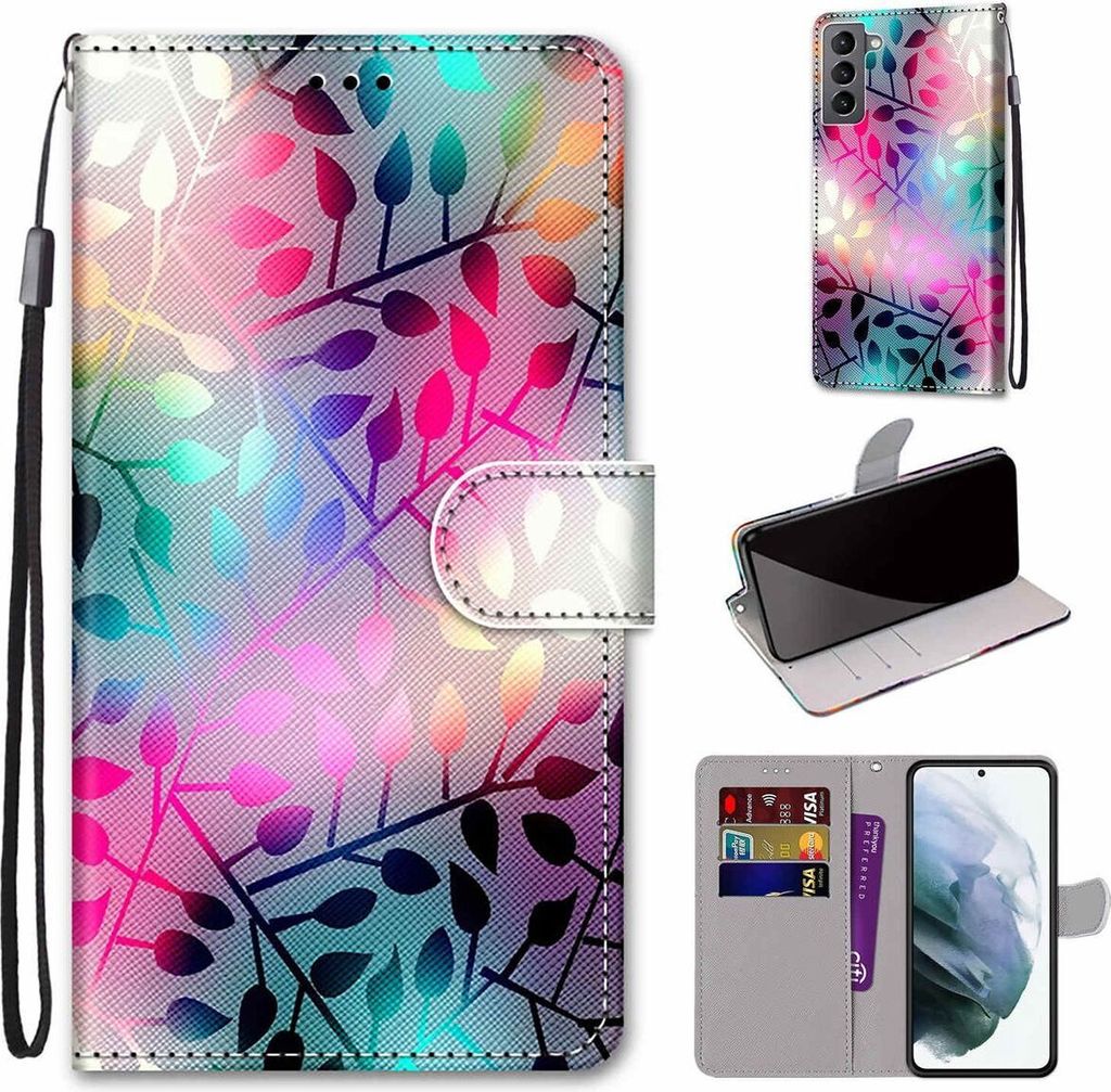 König Design Hülle kompatibel mit Samsung Galaxy S22 5G Kunstleder Handyhülle - Handy Case Transluzentes Glas