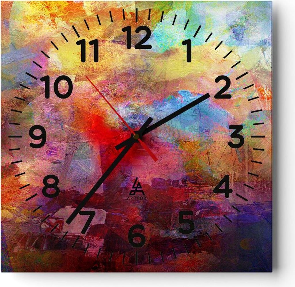 Wanduhr - Quadrat - Glasuhr - Abstraktion modern - 30x30cm - Schleichendes Uhrwerk - Lautlos - zum Aufhängen bereit - Dekoration Modern - Wanddeko...
