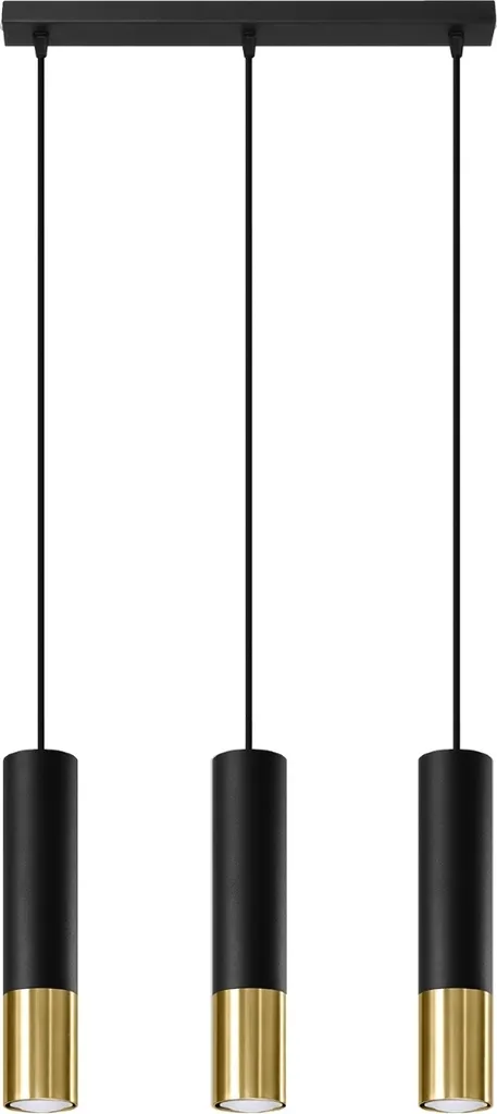 Lustre GIRALO Noir et Or Pure Lume - Suspension 3 x GU10 - 100x29x29 cm