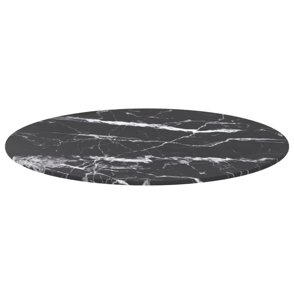 vidaXL Tischplatte Schwarz Ø60x0,8 cm Hartglas in Produktbild 