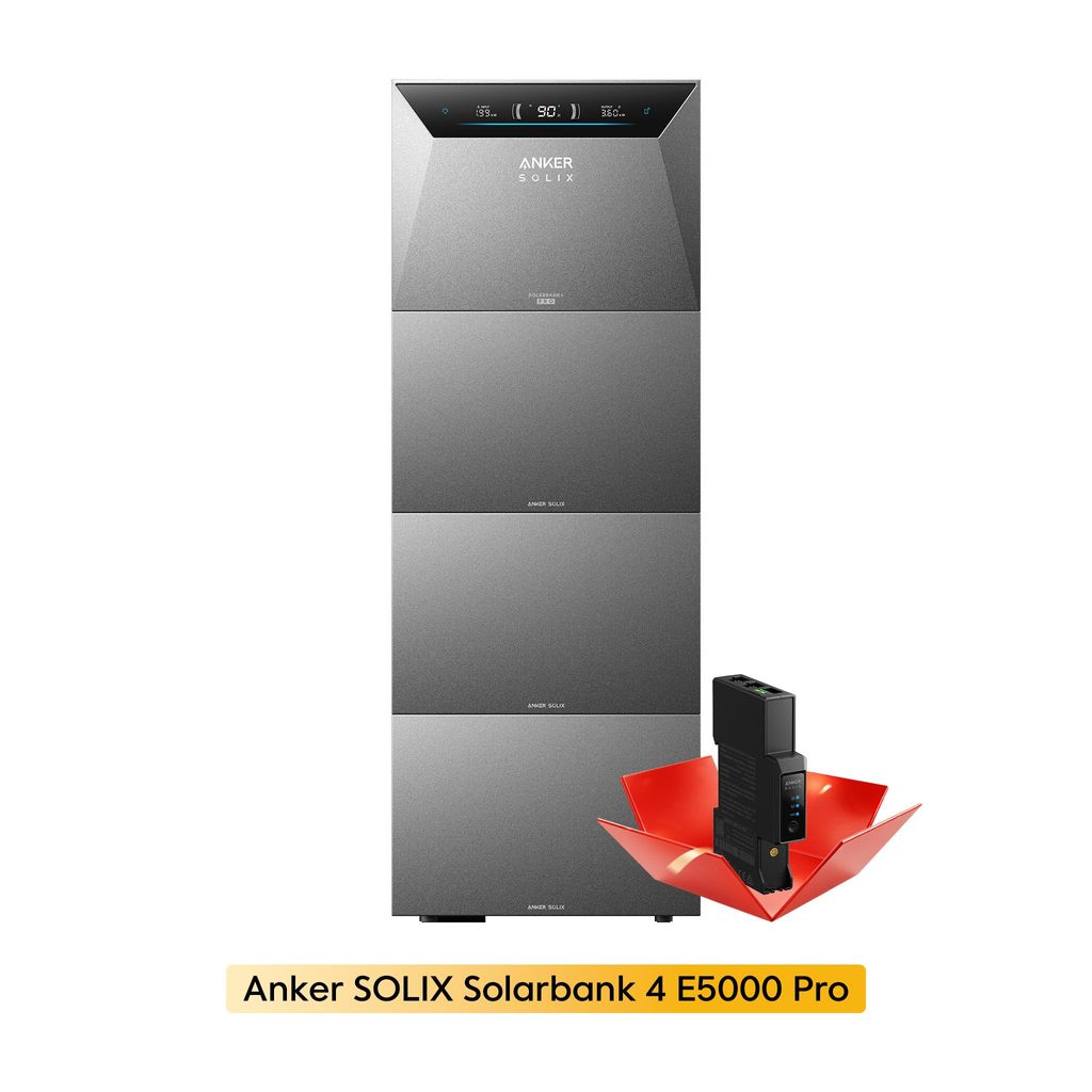 Powerness Balkonkraftwerk Speicher , Anker SOLIX Solarbank 4 E5000 Pro 5kWh mit 3x BP5000 Erweiterungsakku Plug & Play für Ihre PV-Nachrüstung